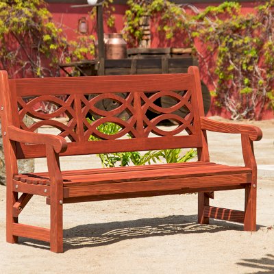 Hennell Wooden Garden Bench (Options: 6 ft, California Redwood, No Cushion, No Engraving, Coffee-Stain Premium Sealant). Photo Courtesy of J. Siegel of Agoura Hills, California.