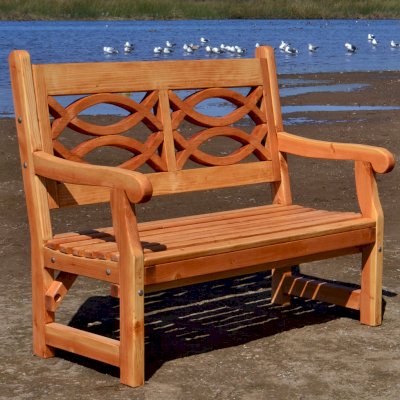 Hennell Wooden Garden Bench (Options: 4 ft, Douglas-fir, No Cushion, No Engraving, Transparent Premium Sealant). 
