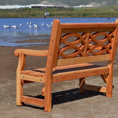 Hennell Wooden Garden Bench (Options: 4 ft, Douglas-fir, No Cushion, No Engraving, Transparent Premium Sealant). 