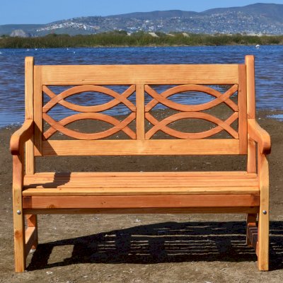 Hennell Wooden Garden Bench (Options: 4 ft, Douglas-fir, No Cushion, No Engraving, Transparent Premium Sealant). 