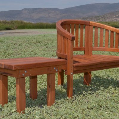 Jane's Key West Chair (Options: Old-Growth Redwood, No Cushion, No Engraving, Transparent Premium Sealant) with Rectangular Side Table. 
