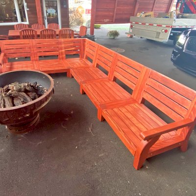 Custom Kari's Modern Wood Chairs (Options: Douglas-fir, Cherry Stain Premium Sealant). Photo Courtesy of S. Steckman of East Liverpool, Ohio.