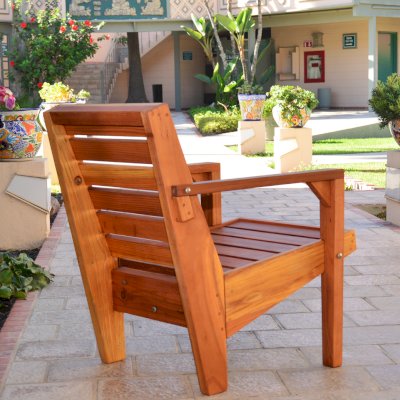 Kari's Modern Wood Chair (Options: California Redwood, Standard Seat Height (14" H seat), No Cushion, Transparent Premium Sealant)