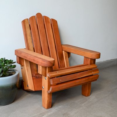 Kid's Wooden Adirondack Chair (Options: California Redwood, No Cushion, Transparent Premium Sealant).