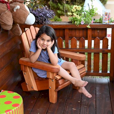 Kid's Wooden Adirondack Chair (Options: California Redwood, No Cushion, Transparent Premium Sealant).
