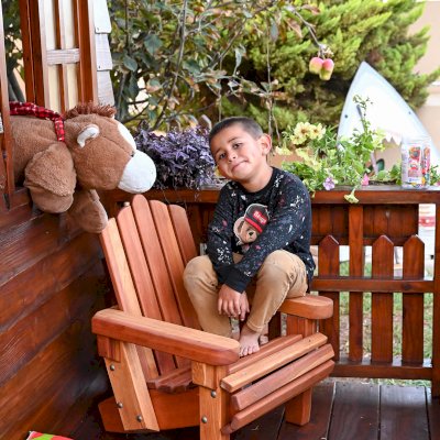 Kid's Wooden Adirondack Chair (Options: California Redwood, No Cushion, Transparent Premium Sealant).
