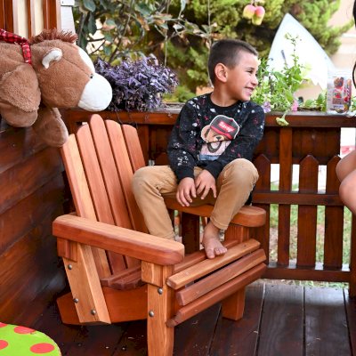 Kid's Wooden Adirondack Chair (Options: California Redwood, No Cushion, Transparent Premium Sealant).