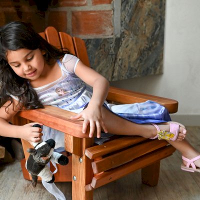 Kid's Wooden Adirondack Chair (Options: California Redwood, No Cushion, Transparent Premium Sealant).