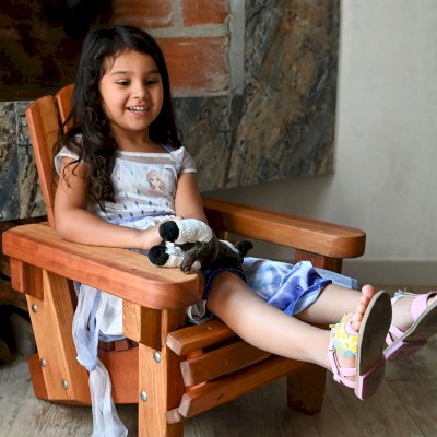 Kid's Wooden Adirondack Chair (Options: California Redwood, No Cushion, Transparent Premium Sealant).