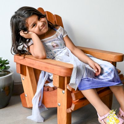 Kid's Wooden Adirondack Chair (Options: California Redwood, No Cushion, Transparent Premium Sealant).