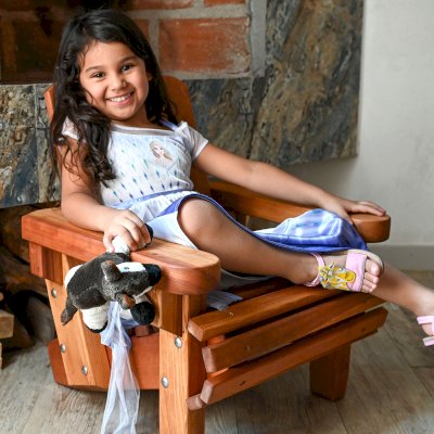 Kid's Wooden Adirondack Chair (Options: California Redwood, No Cushion, Transparent Premium Sealant).