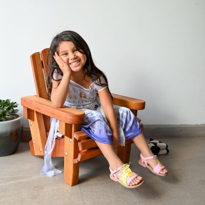 Kid's Wooden Adirondack Chair (Options: California Redwood, No Cushion, Transparent Premium Sealant).