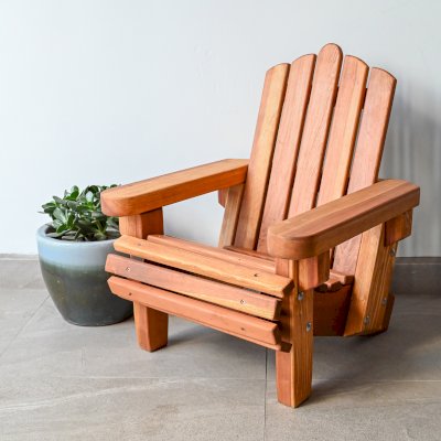 Kid's Wooden Adirondack Chair (Options: California Redwood, No Cushion, Transparent Premium Sealant).