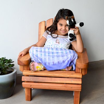 Kid's Wooden Adirondack Chair (Options: California Redwood, No Cushion, Transparent Premium Sealant).