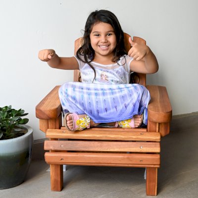 Kid's Wooden Adirondack Chair (Options: California Redwood, No Cushion, Transparent Premium Sealant).