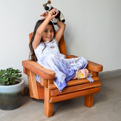 Kid's Wooden Adirondack Chair (Options: California Redwood, No Cushion, Transparent Premium Sealant).