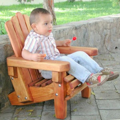 Kid's Wooden Adirondack Chair (Options: California Redwood, No Cushion, Transparent Premium Sealant). Lollilop is not included!