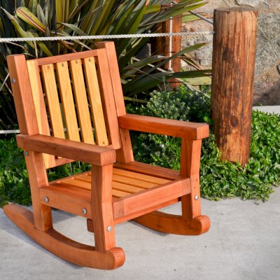Kid's Wooden Rocking Chair (Options: California Redwood, No Cushion, Transparent Premium Sealant).