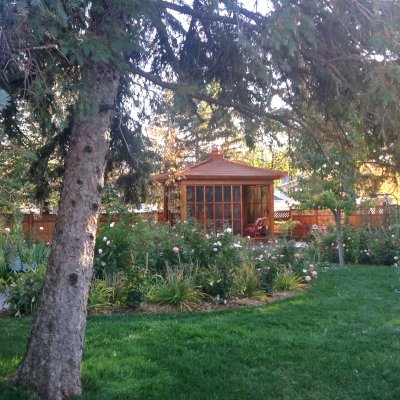 Kikue's Tea House (Options: 14 ft L x 10 ft W, Standard Wood Roof, Douglas-fir, No Electrical Wiring Trim, Interior Decking, with Screen Panels by Custom Request, Transparent Premium Sealant). Photo Courtesy of G. Haugen of Jamestown, North Dakota.