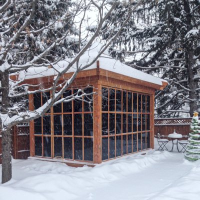 Kikue's Tea House (Options: 14 ft L x 10 ft W, Standard Wood Roof, Douglas-fir, No Electrical Wiring Trim, Interior Decking, Transparent Premium Sealant). Photo Courtesy of G. Haugen of Jamestown, North Dakota.