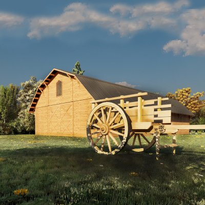 Rendering of La Carreta, Authentic 19th Century Wood Cart