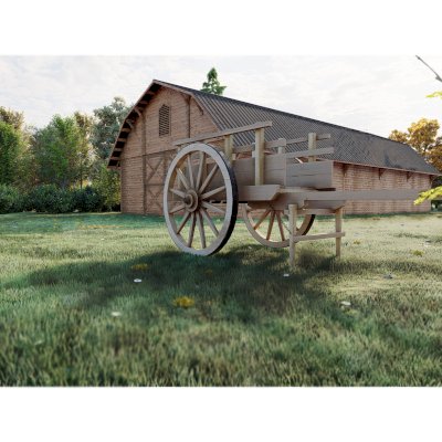 Rendering of La Carreta, Authentic 19th Century Wood Cart