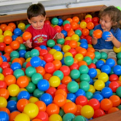 Yes, its a sandbox, but you can fill it with plastic balls also! La Playa Sandboxes (Options: 60"L x 60"W x 15"H, California Redwood, No Lid, Transparent Premium Sealant). Balls not included (can be purchased from many vendors online).