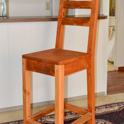 Ladderback Wooden Stool (Options: Douglas-fir, Without Arms, 29" H Seat, Rustic Finish, No Cushion, Transparent Premium Sealant).