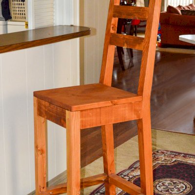 Ladderback Wooden Stool (Options: Douglas-fir, Without Arms, 29" H Seat, Rustic Finish, No Cushion, Transparent Premium Sealant).