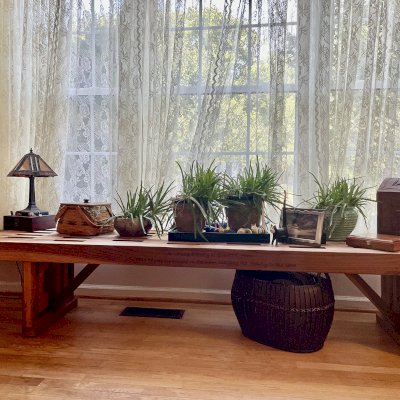 Lighthouse Garden Bench (Options: 5 ft L x 17 3/4 inches W x 17 inches H, California Redwood, No Cushion, Custom Engraving, Transparent Premium Sealant). Photo Courtesy of L. Darago.
