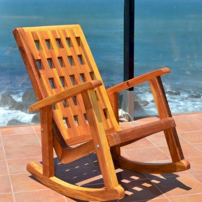 The Lighthouse Rocking Chair (Options: California Redwood, No Cushion, Transparent Premium Sealant).