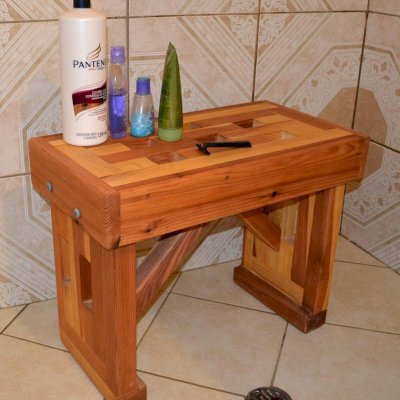 Lighthouse Wooden Shower Bench (Options: 2 1/2 ft L x 12 1/2" W x 18 1/2" H, California Redwood, No Engraving, Transparent Premium Sealant).