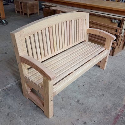 Luna Wood Memorial Bench in Douglas-fir in Production. 
