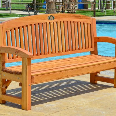 Luna Wood Memorial Bench (Options: 5 ft, Douglas-fir, No Cushion, No Engraving, Custom Plaque Provided by Customer, Transparent Premium Sealant).