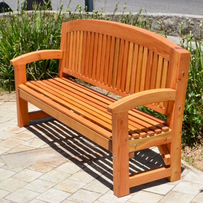 Luna Wood Memorial Bench (Options: 5 ft, Douglas-fir, No Cushion, No Engraving, Transparent Premium Sealant).