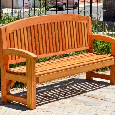 Luna Wood Memorial Bench (Options: 5 ft, Douglas-fir, No Cushion, No Engraving, Transparent Premium Sealant).