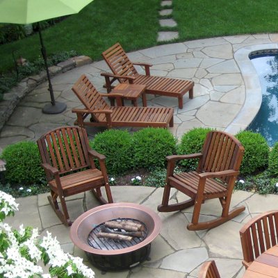 Luna Wood Rocking Chair (Options: Standard Width, Tall, Mature Redwood, No Cushion, Transparent Premium Sealant). Photo Courtesy of Susan Salmon of Collingswood, NJ.
