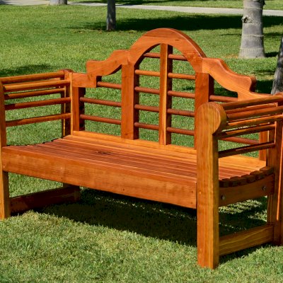 Lutyens Wooden Bench (Options: 4 ft, California Redwood, No Cushion, No Engraving, Transparent Premium Sealant).