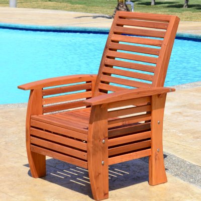 Marazul Wooden Beach Chair (Options: Mature Redwood, No Cushion, Transparent Premium Sealant).