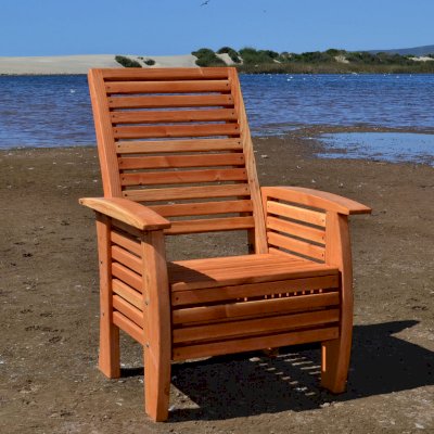 Marazul Wooden Beach Chair (Options: Douglas-fir, No Cushion, Transparent Premium Sealant).