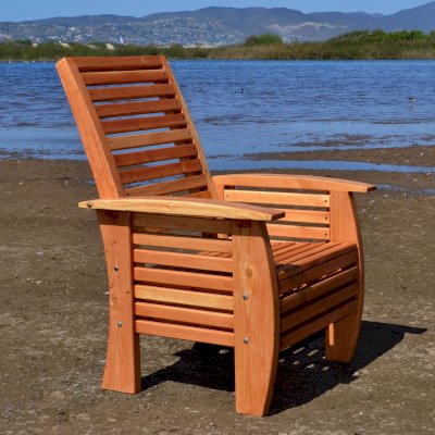 Marazul Wooden Beach Chair (Options: Douglas-fir, No Cushion, Transparent Premium Sealant).