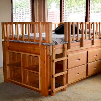 Marissa's Adventure Loft (Options: Double Bed Size, Douglas, Transparent Premium Sealant).