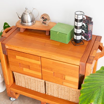 Mary's Cook 'n' Carry Carts (Options: Mosaic Douglas, Compact Size, 36" H, Custom Engraving, Add Handle on Both Sides, Transparent Premium Sealant). 