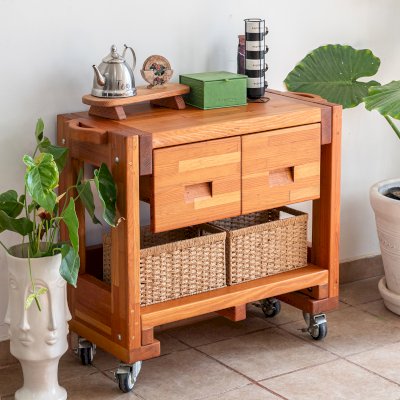 Mary's Cook 'n' Carry Carts (Options: Mosaic Douglas, Compact Size, 36" H, Custom Engraving, Add Handle on Both Sides, Transparent Premium Sealant). 