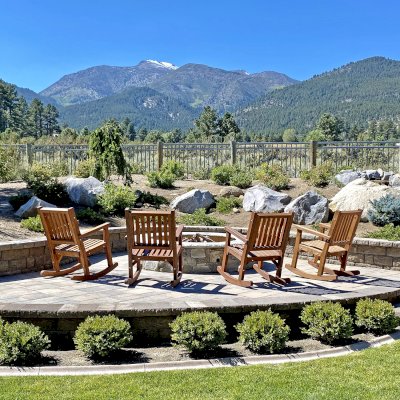 Massive Wooden Rocking Chairs (Options: Standard Width, Tall, California Redwood, No Cushion, Coffee-Stain Premium Sealant). Photo Courtesy of T. Bordigioni of Reno, Nevada.
