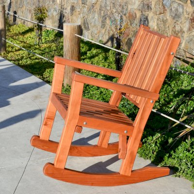 Massive Wooden Rocking Chair (Options: Standard Width, Tall, Mature Redwood, No Cushion, Transparent Premium Sealant). 