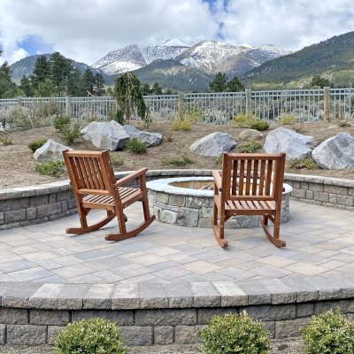 Massive Wooden Rocking Chairs (Options: Standard Width, Tall, California Redwood, No Cushion, Coffee-Stain Premium Sealant). Photo Courtesy of T. Bordigioni of Reno, Nevada.