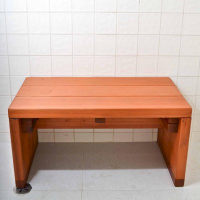 Maynard Wood Shower Bench (Options: 2 1/2 ft x 15 1/2" H x 16" W, Mature Redwood, Transparent Premium Sealant).