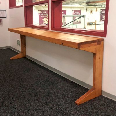 Custom Maynard's Hall Tables (Options: 11' L, 18-inch Wide Tabletop, Douglas-fir, Seamless Tabletop Option, Transparent Premium Sealant). Photo Courtesy of Mid-Peninsula High School of Menlo Park, CA.