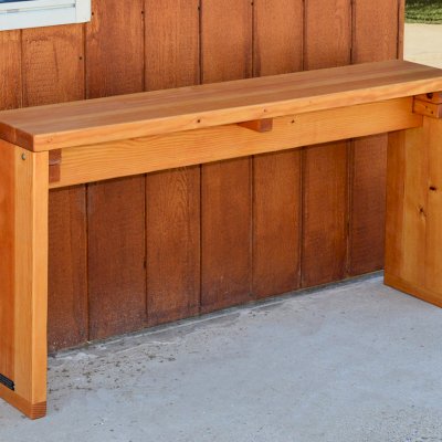 Maynard's Hall Tables like to be outdoors too! (Options: 5 ft, 11 1/2-inch Wide Tabletop, Douglas-fir, Seamless Tabletop, Transparent Premium Sealant).